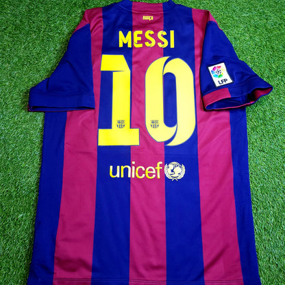 Messi Barcelona 2014 2015 TREBLE Soccer Jersey L SKU# 610594-422 - ForeverSoccerJerseys