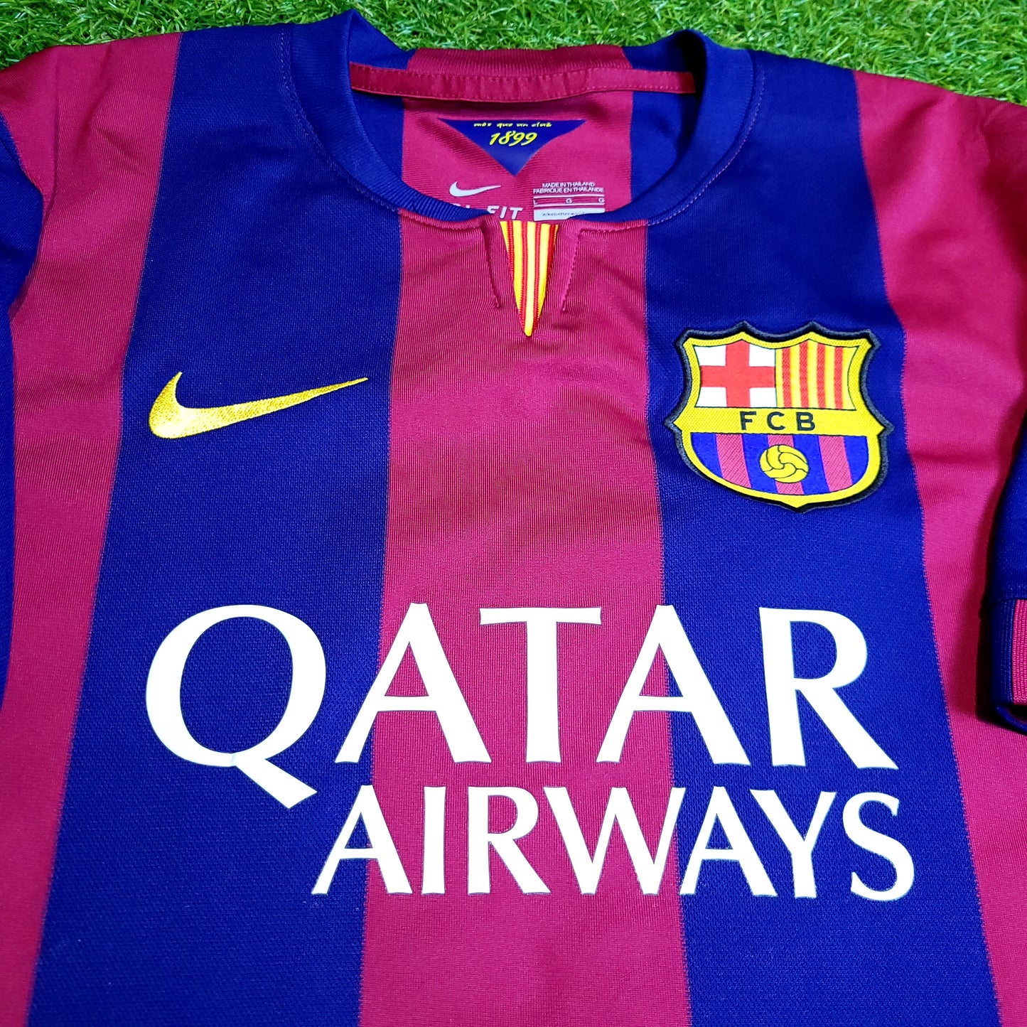 Messi Barcelona 2014 2015 TREBLE Soccer Jersey L SKU# 610594-422 - ForeverSoccerJerseys