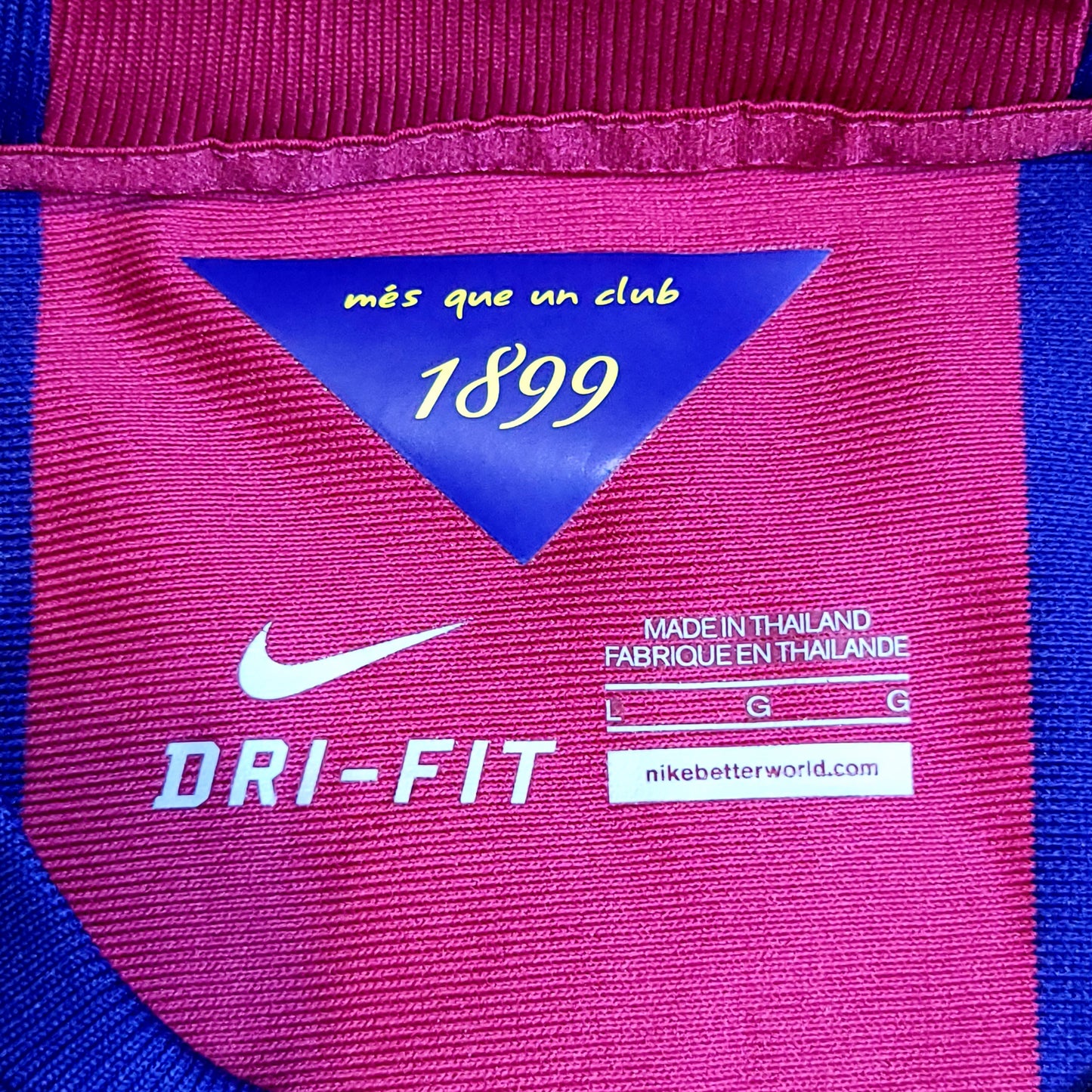 Messi Barcelona 2014 2015 TREBLE Soccer Jersey L SKU# 610594-422 - ForeverSoccerJerseys