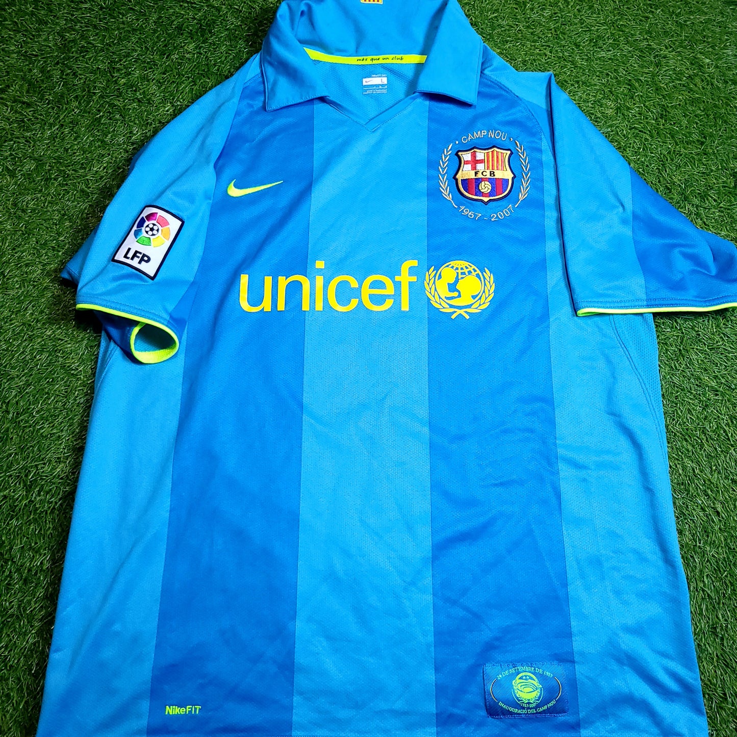 Messi Barcelona Anniversary 2007 2008 Away Soccer Jersey L SKU# 237743-414 - ForeverSoccerJerseys