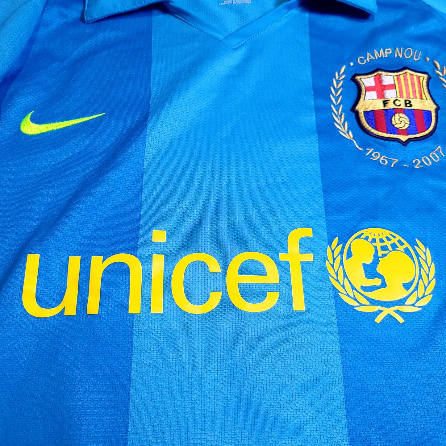 Messi Barcelona Anniversary 2007 2008 Away Soccer Jersey L SKU# 237743-414 - ForeverSoccerJerseys