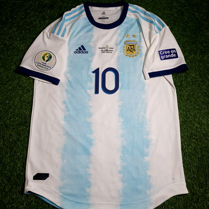 Messi Argentina 2019 COPA AMERICA PLAYER ISSUE Soccer Jersey M SKU# DP0225 - ForeverSoccerJerseys