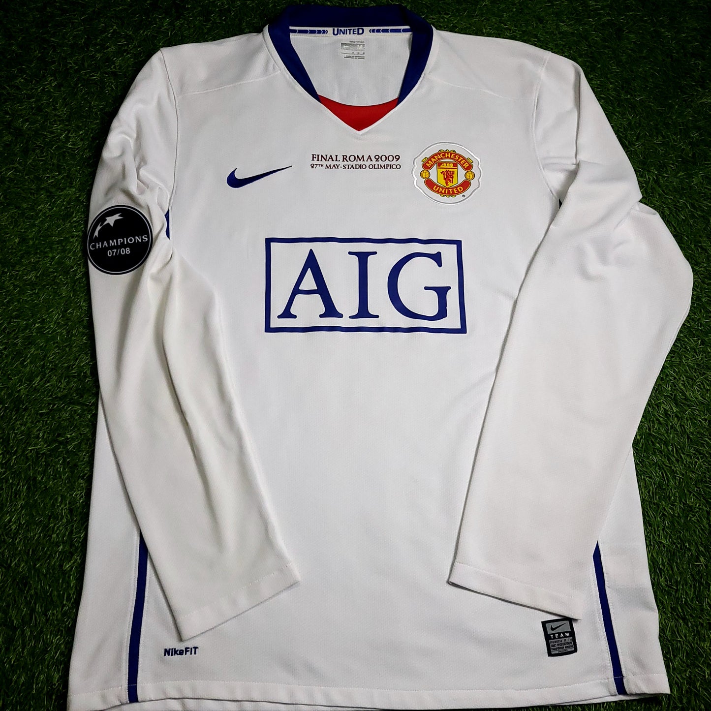 Cristiano Ronaldo Manchester United UEFA FINAL 2008 2009 Away Long Sleeve Soccer Jersey M SKU# 287613-105 - ForeverSoccerJerseys