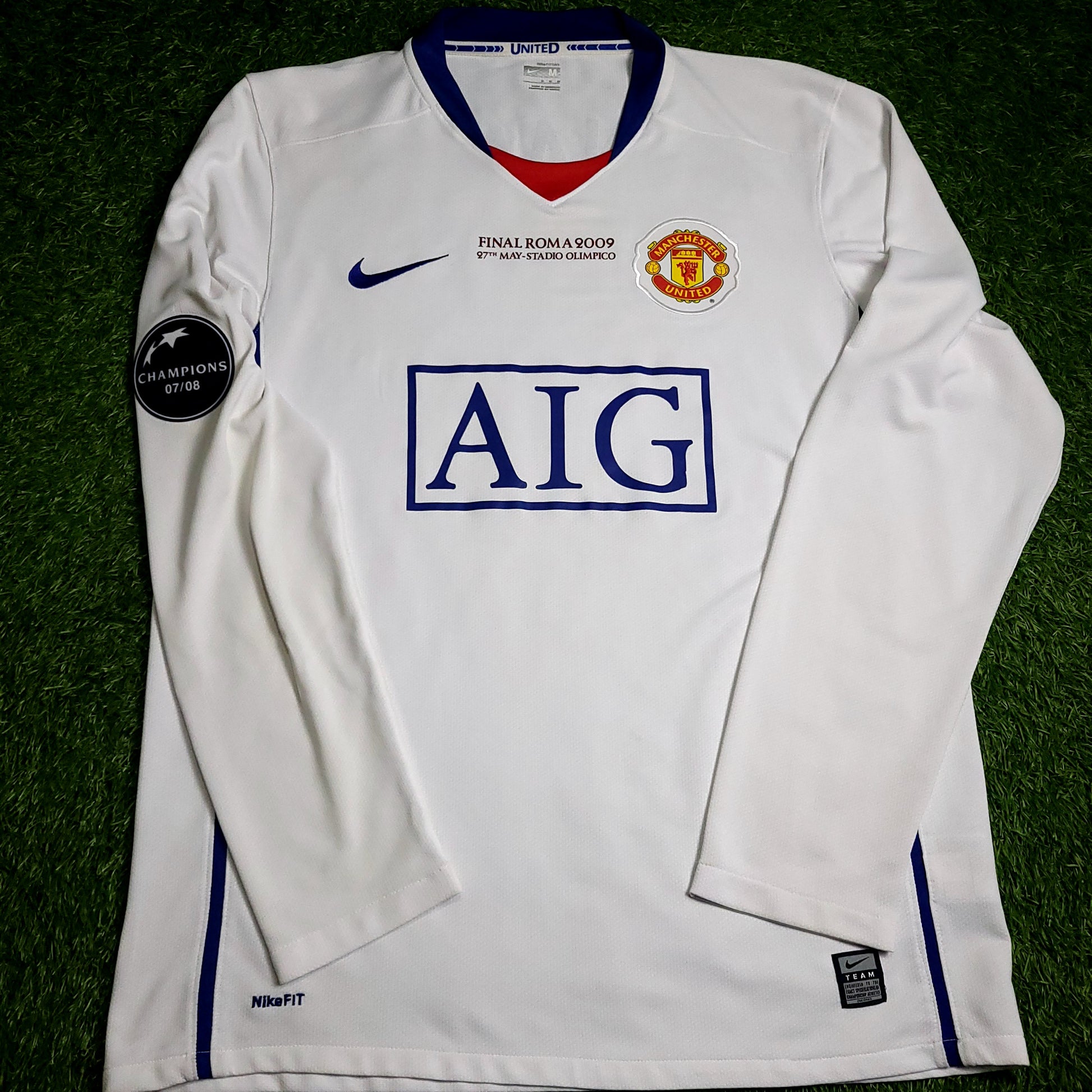 Cristiano Ronaldo Manchester United UEFA FINAL 2008 2009 Away Long Sleeve Soccer Jersey M SKU# 287613-105 - ForeverSoccerJerseys