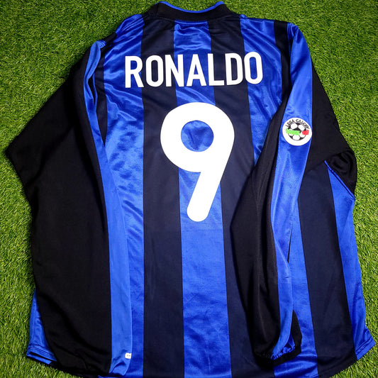 Ronaldo Inter Milan 2000 2001 Long Sleeve Soccer Jersey XL