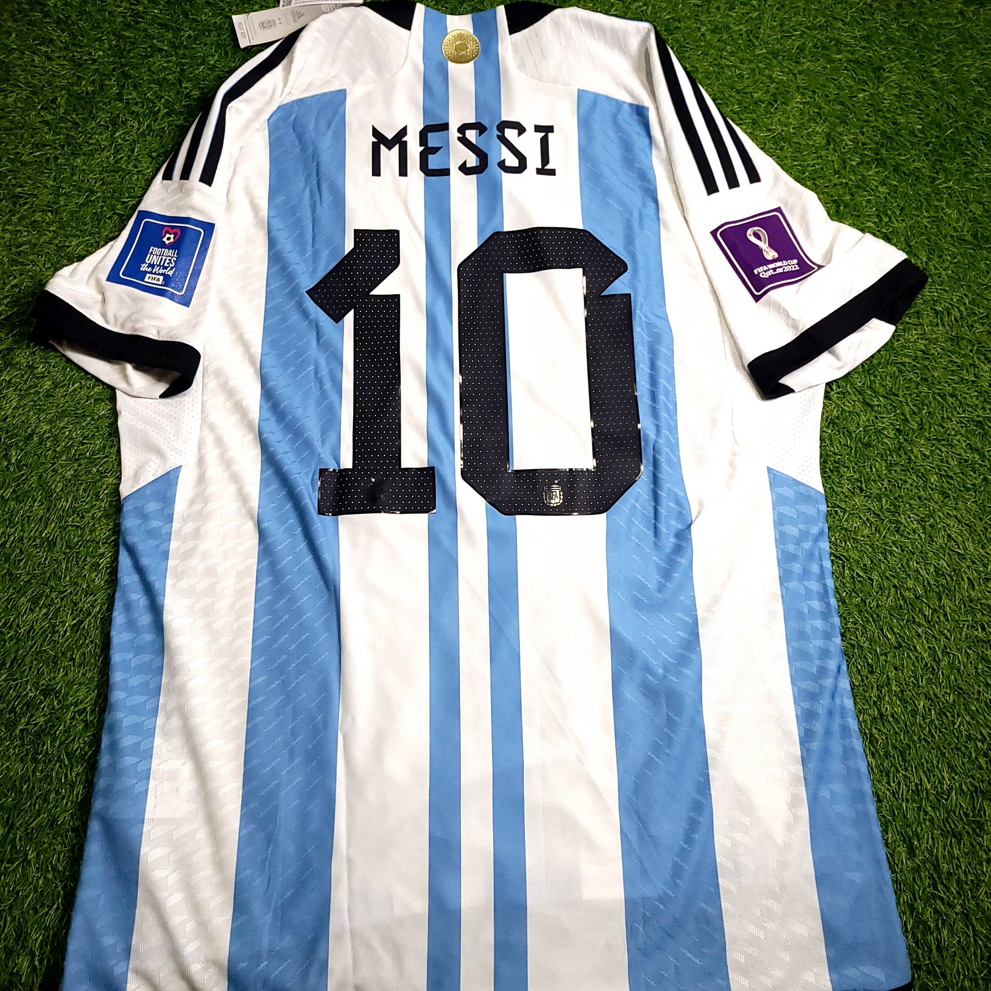 Messi Argentina 2022 WORLD CUP FINAL PLAYER ISSUE Soccer Jersey BNWT XL SKU# HF2157 - ForeverSoccerJerseys