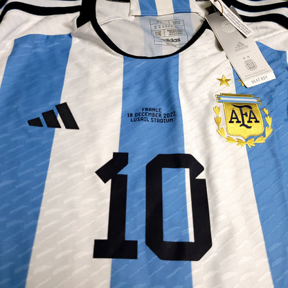Messi Argentina 2022 WORLD CUP FINAL PLAYER ISSUE Soccer Jersey BNWT XL SKU# HF2157 - ForeverSoccerJerseys
