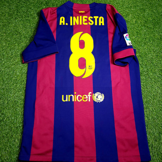Iniesta Barcelona 2014 2015 TREBLE SEASON Soccer Jersey L SKU# 610594-422