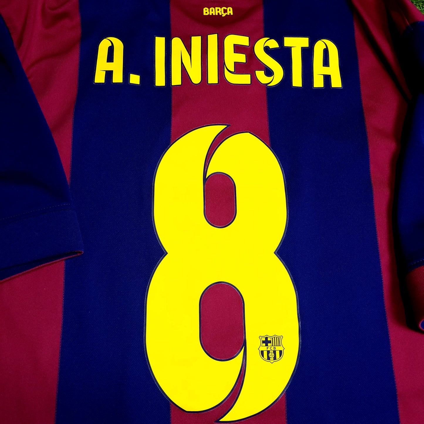 Iniesta Barcelona 2014 2015 TREBLE SEASON Soccer Jersey L SKU# 610594-422 - ForeverSoccerJerseys