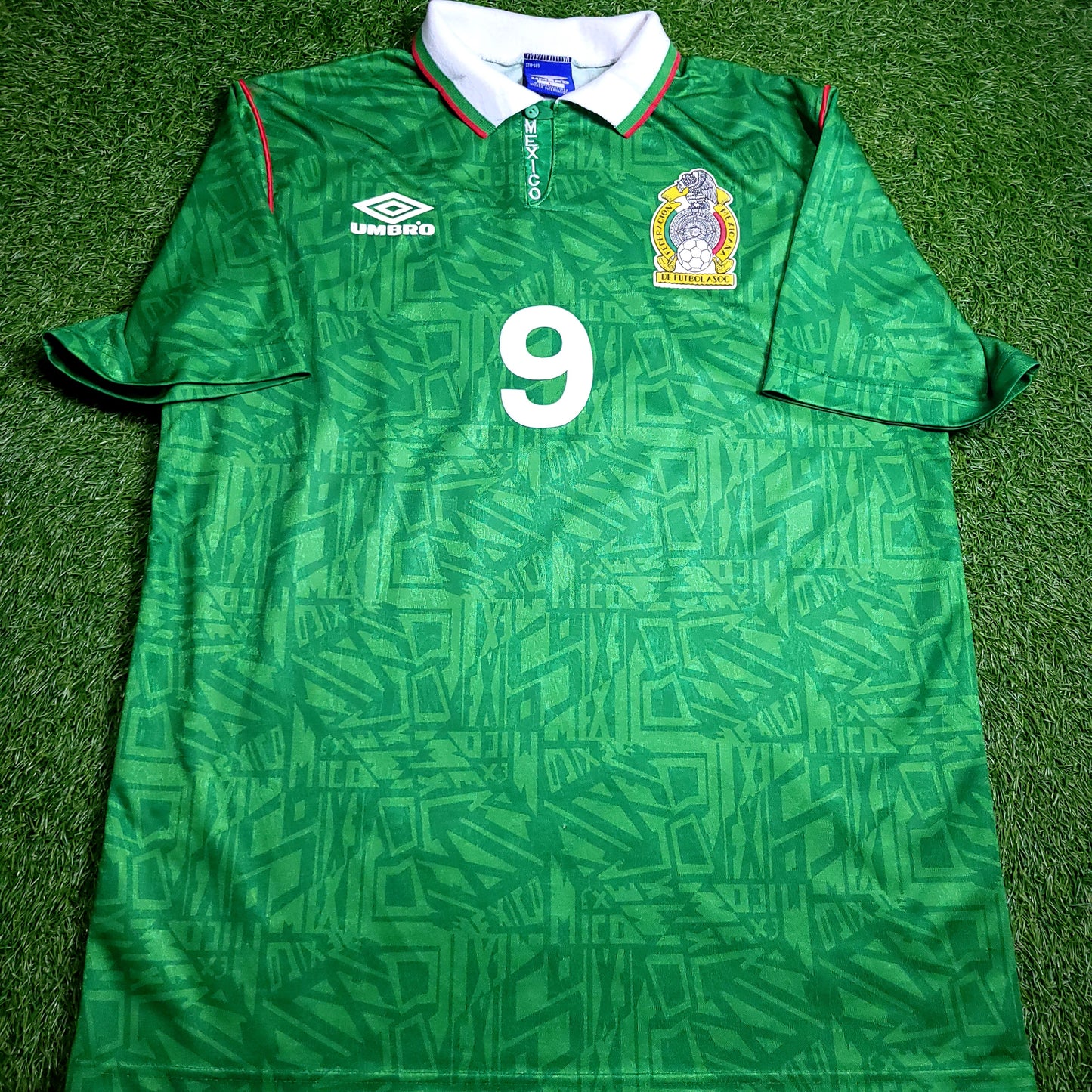 Hugo Sanchez Mexico Umbro 1993 COPA AMERICA Soccer Jersey L - ForeverSoccerJerseys