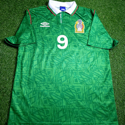 Hugo Sanchez Mexico Umbro 1993 COPA AMERICA Soccer Jersey L - ForeverSoccerJerseys