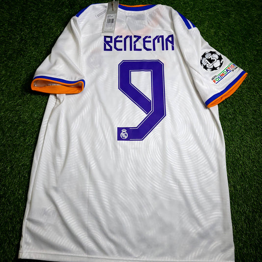 Benzema Real Madrid 2021 2022 UEFA FINAL Soccer Jersey BNWT L SKU# GQ1359 - ForeverSoccerJerseys