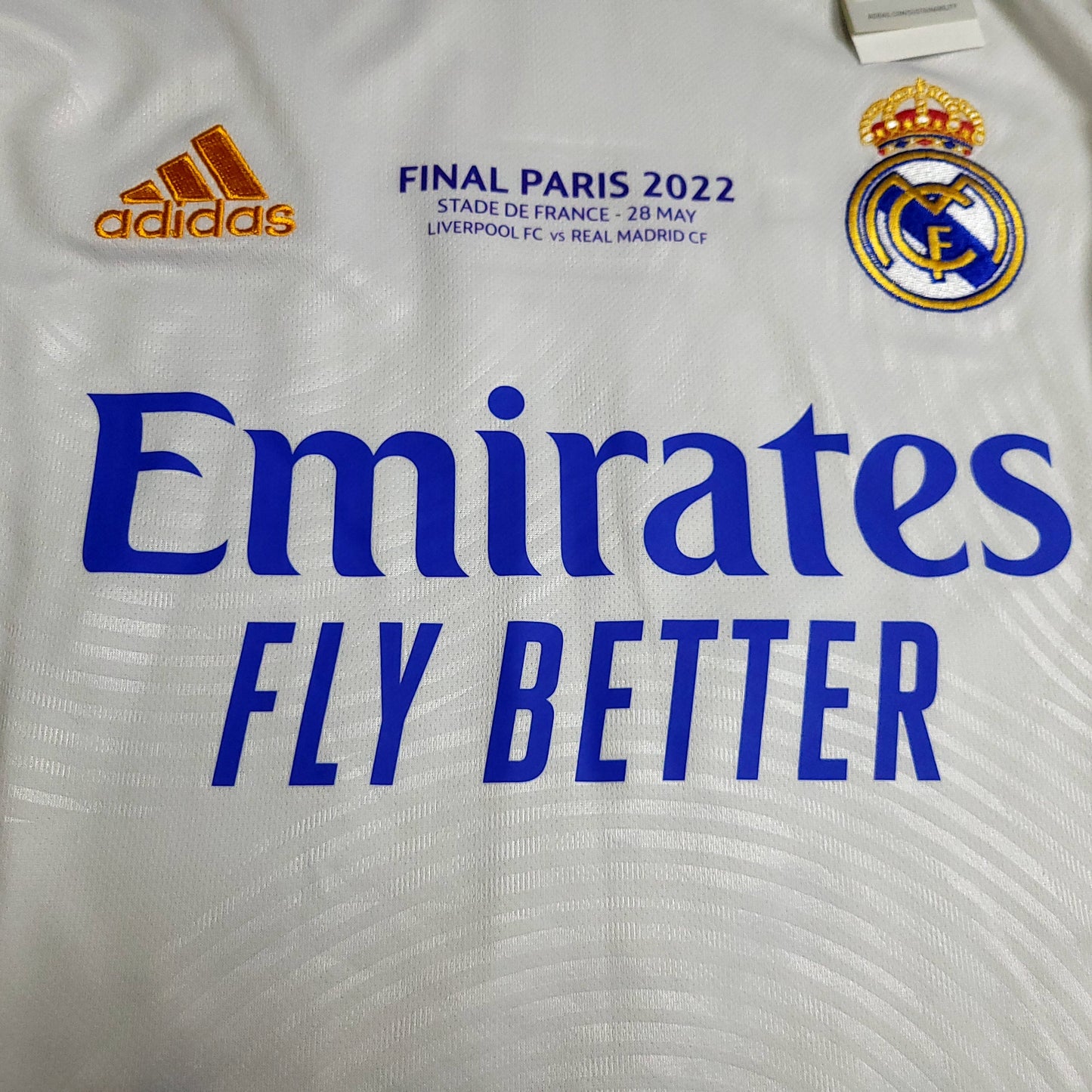 Benzema Real Madrid 2021 2022 UEFA FINAL Soccer Jersey BNWT L SKU# GQ1359 - ForeverSoccerJerseys