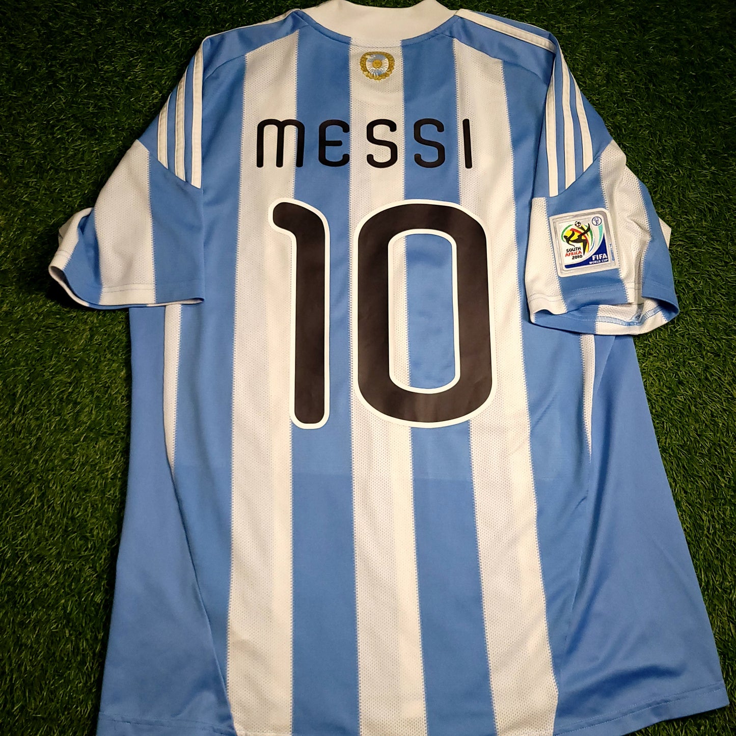 Messi Argentina 2010 WORLD CUP Soccer Jersey L SKU# P79919 - ForeverSoccerJerseys