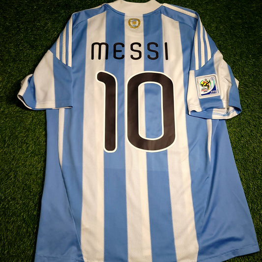 Messi Argentina 2010 WORLD CUP Soccer Jersey L SKU# P79919 - ForeverSoccerJerseys