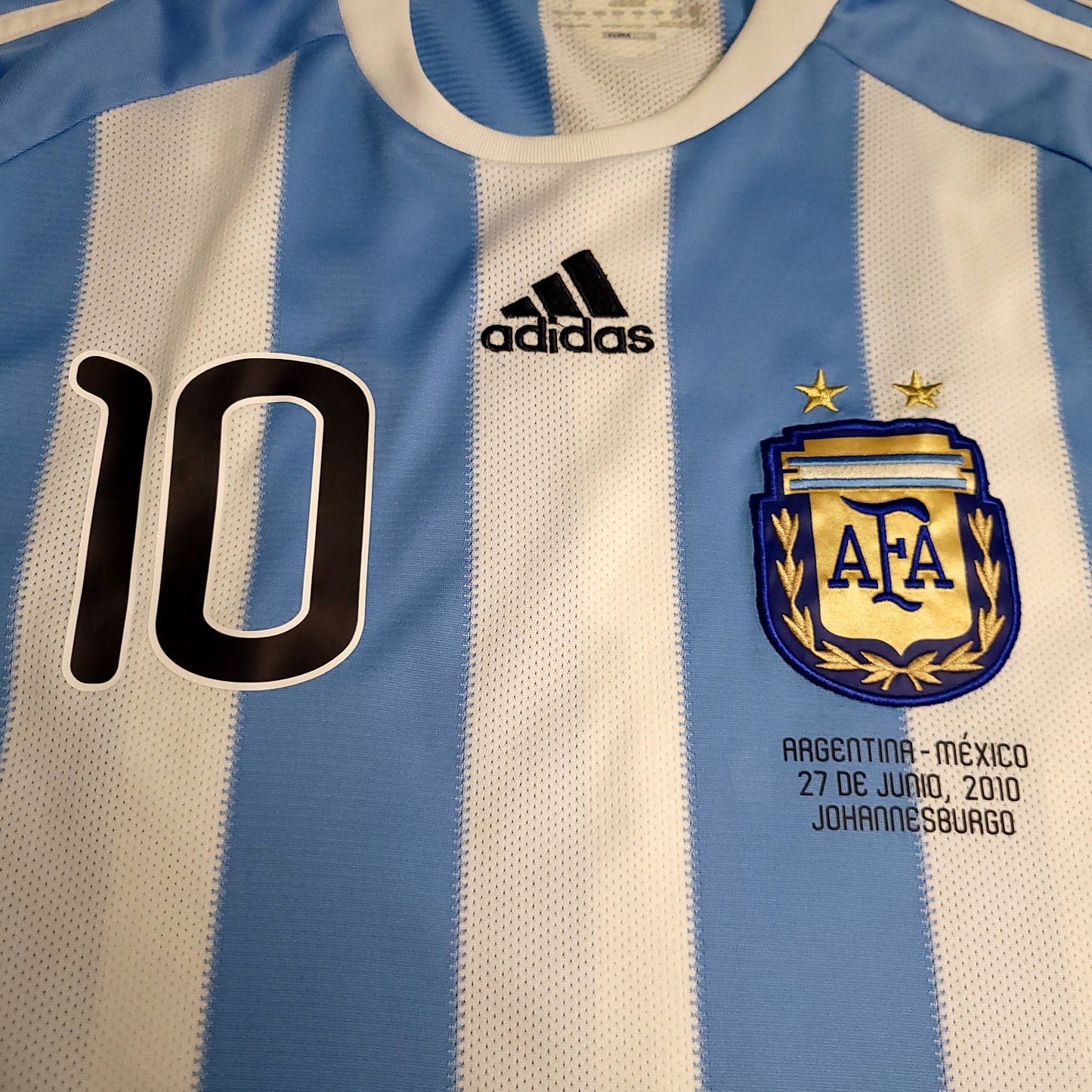 Messi Argentina 2010 WORLD CUP Soccer Jersey L SKU# P79919 - ForeverSoccerJerseys