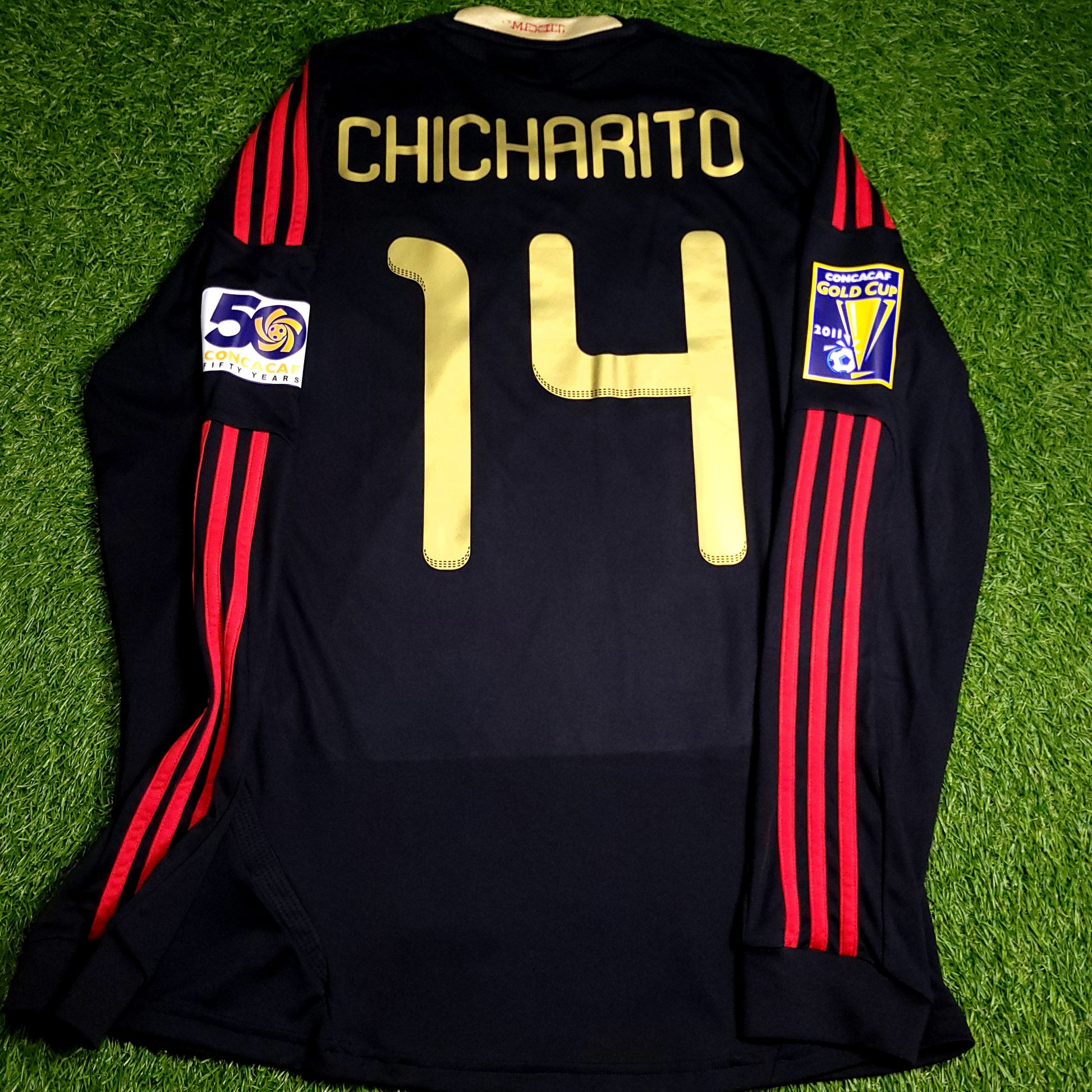 Chicharito Mexico 2011 GOLD CUP FINAL Soccer Long Sleeve Away Jersey M SKU# V13582 - ForeverSoccerJerseys
