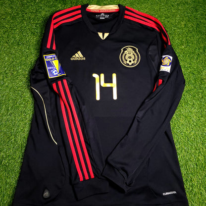Chicharito Mexico 2011 GOLD CUP FINAL Soccer Long Sleeve Away Jersey M SKU# V13582 - ForeverSoccerJerseys