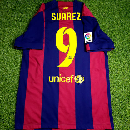Suarez Barcelona 2014 2015 TREBLE Soccer Jersey M SKU# 610594-422 - ForeverSoccerJerseys