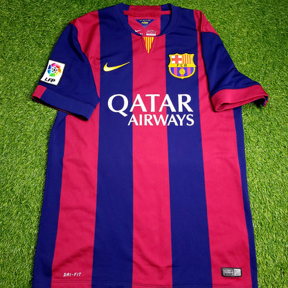 Suarez Barcelona 2014 2015 TREBLE Soccer Jersey M SKU# 610594-422 - ForeverSoccerJerseys