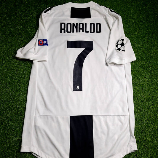 Cristiano Ronaldo Juventus 2018 2019 DEBUT UEFA PLAYER ISSUE Soccer Jersey M SKU# CF3493 - ForeverSoccerJerseys