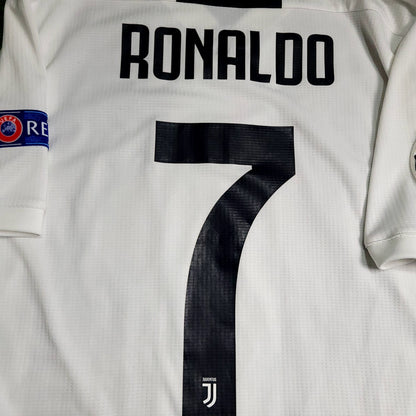 Cristiano Ronaldo Juventus 2018 2019 DEBUT UEFA PLAYER ISSUE Soccer Jersey M SKU# CF3493 - ForeverSoccerJerseys