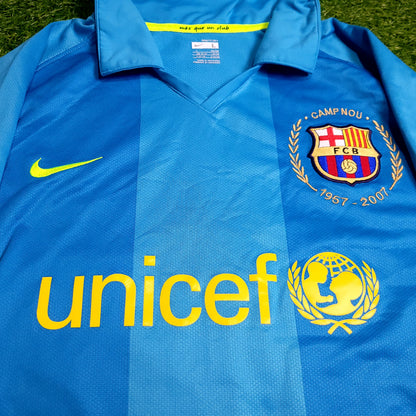 Messi Barcelona Anniversary 2007 2008 Away Soccer Jersey L SKU# 237743-414 - ForeverSoccerJerseys