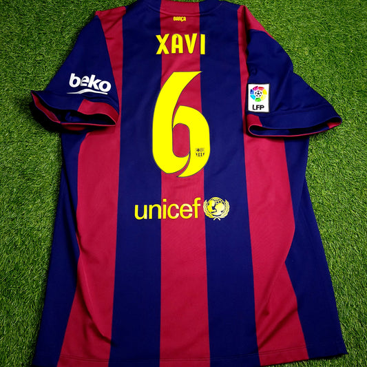 Xavi Barcelona 2014 2015 TREBLE Soccer Jersey XL SKU# 610594-422