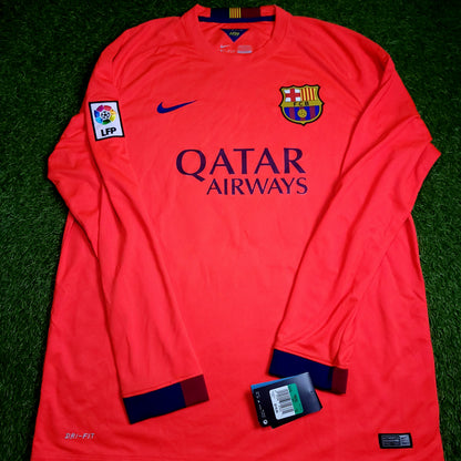 Neymar Barcelona 2014 2015 TREBLE Away Soccer Jersey BNWT XL SKU# 618738-672