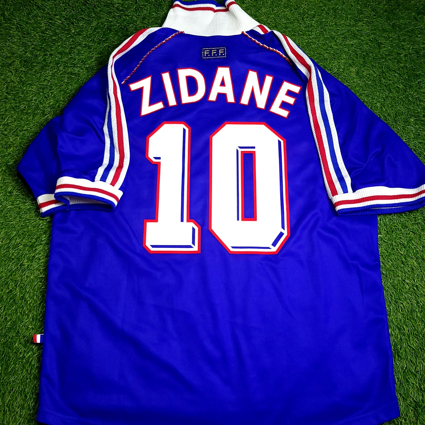 Zidane France 1998 WORLD CUP FINAL Home Soccer Jersey L - ForeverSoccerJerseys