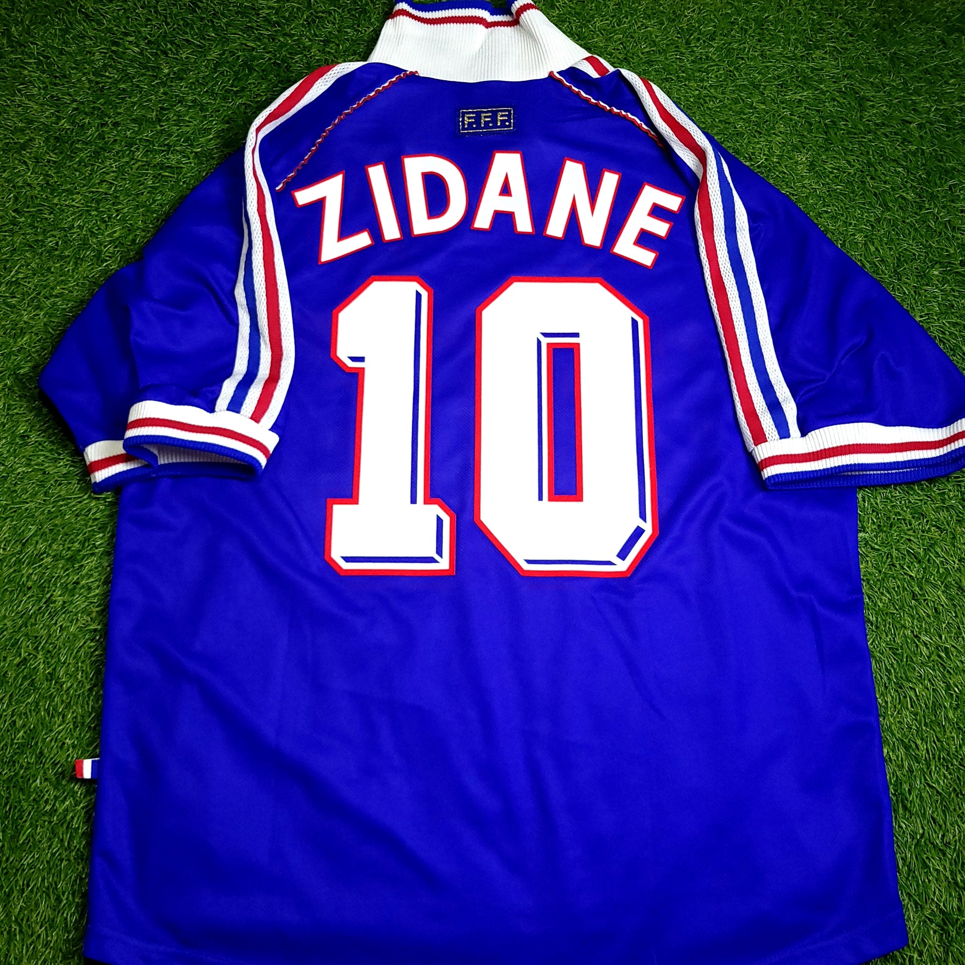 Zidane France 1998 WORLD CUP FINAL Home Soccer Jersey L - ForeverSoccerJerseys