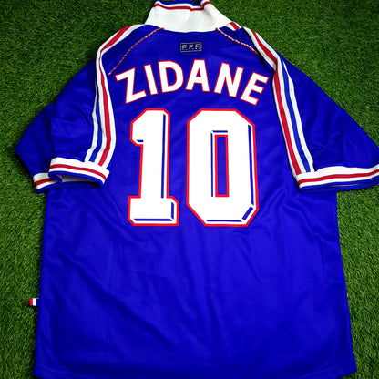 Zidane France 1998 WORLD CUP FINAL Home Soccer Jersey L - ForeverSoccerJerseys