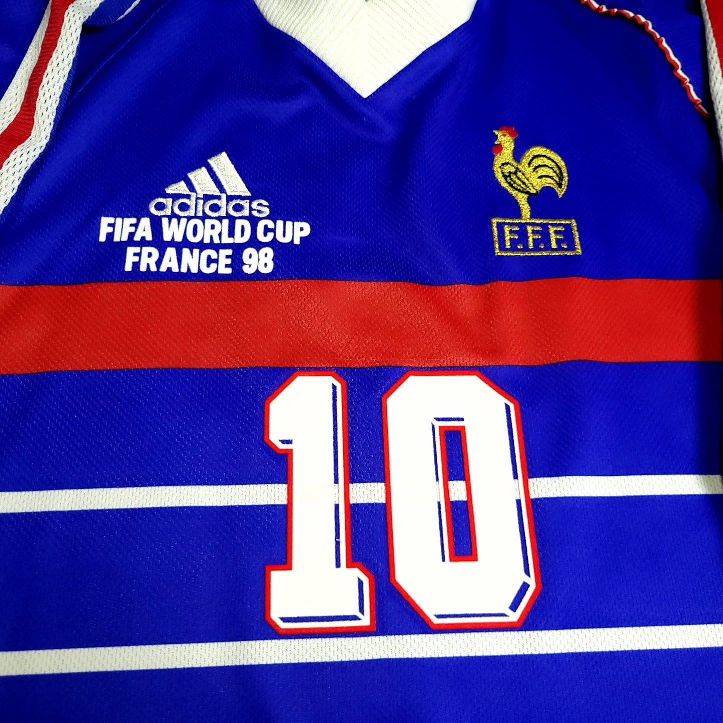 Zidane France 1998 WORLD CUP FINAL Home Soccer Jersey L - ForeverSoccerJerseys