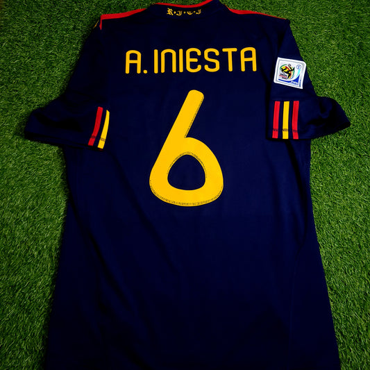 Iniesta Spain 2010 WORLD CUP Final Away Soccer Jersey M SKU# P47896 - ForeverSoccerJerseys