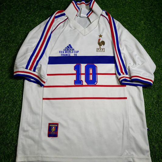 Zidane France 1998 WORLD CUP Away Soccer Jersey M - ForeverSoccerJerseys