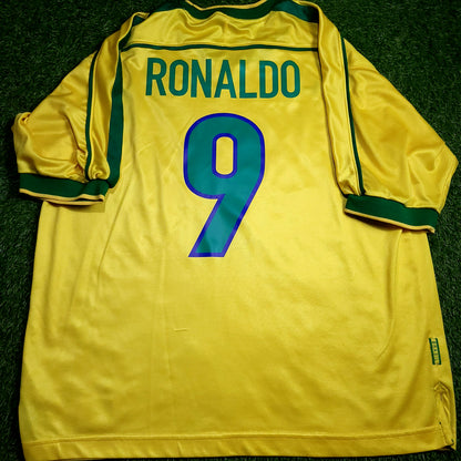 Ronaldo Brazil 1998 WORLD CUP Nike Home Soccer Jersey XL - ForeverSoccerJerseys