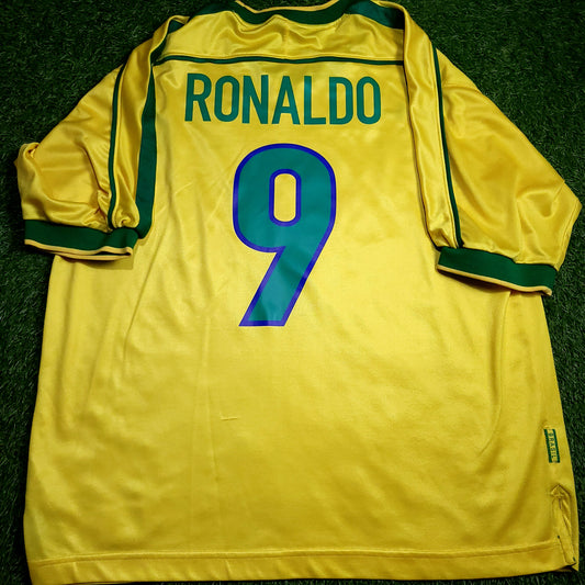 Ronaldo Brazil 1998 WORLD CUP Nike Home Soccer Jersey XL - ForeverSoccerJerseys