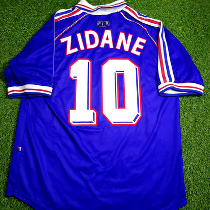 Zidane France 1998 WORLD CUP FINAL Home Soccer Jersey L - ForeverSoccerJerseys