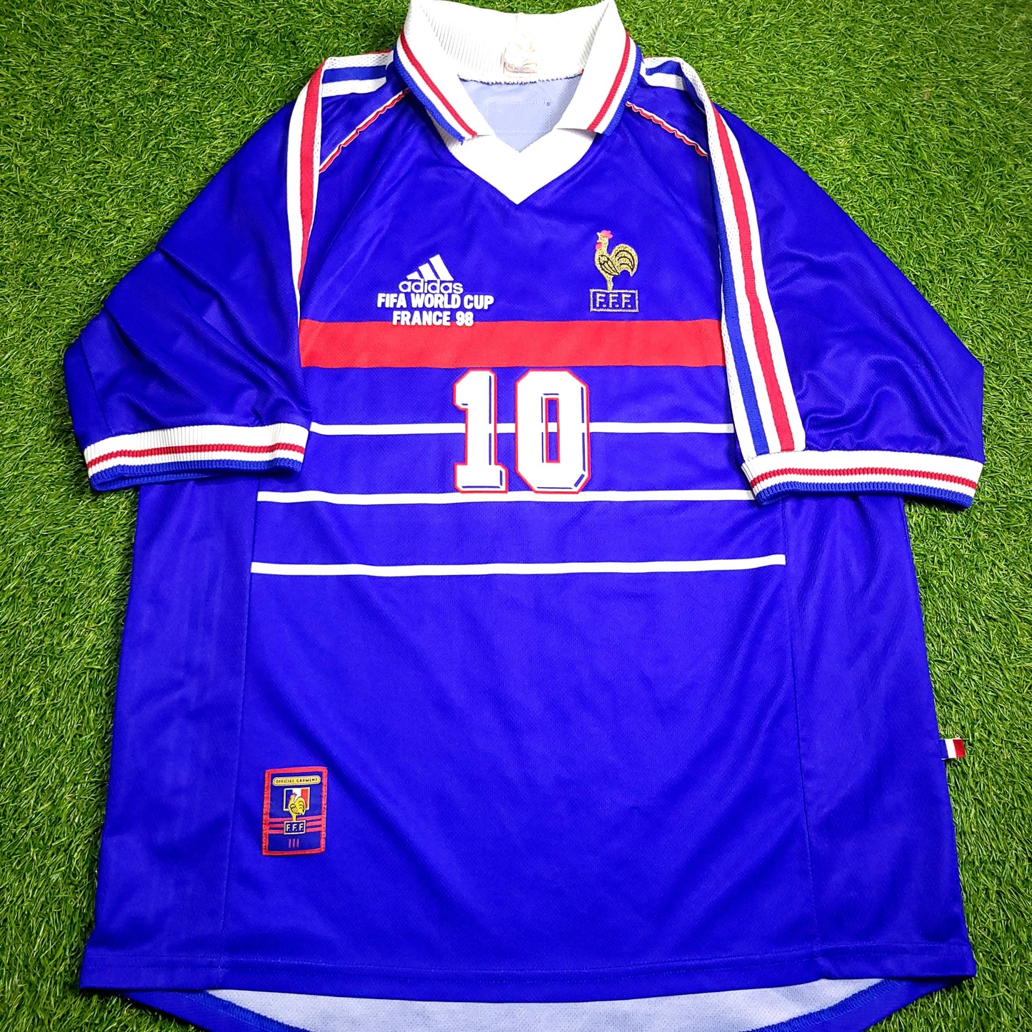 Zidane France 1998 WORLD CUP FINAL Home Soccer Jersey L - ForeverSoccerJerseys