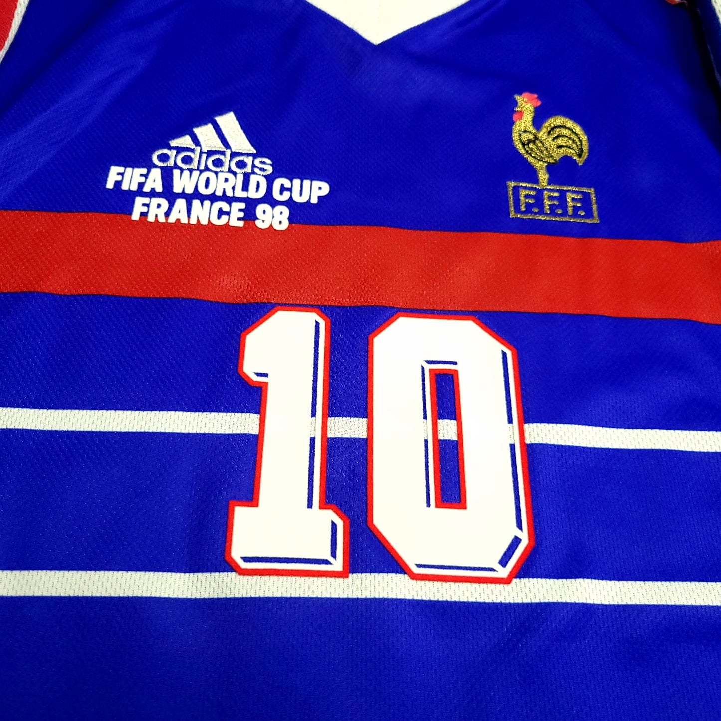 Zidane France 1998 WORLD CUP FINAL Home Soccer Jersey L - ForeverSoccerJerseys