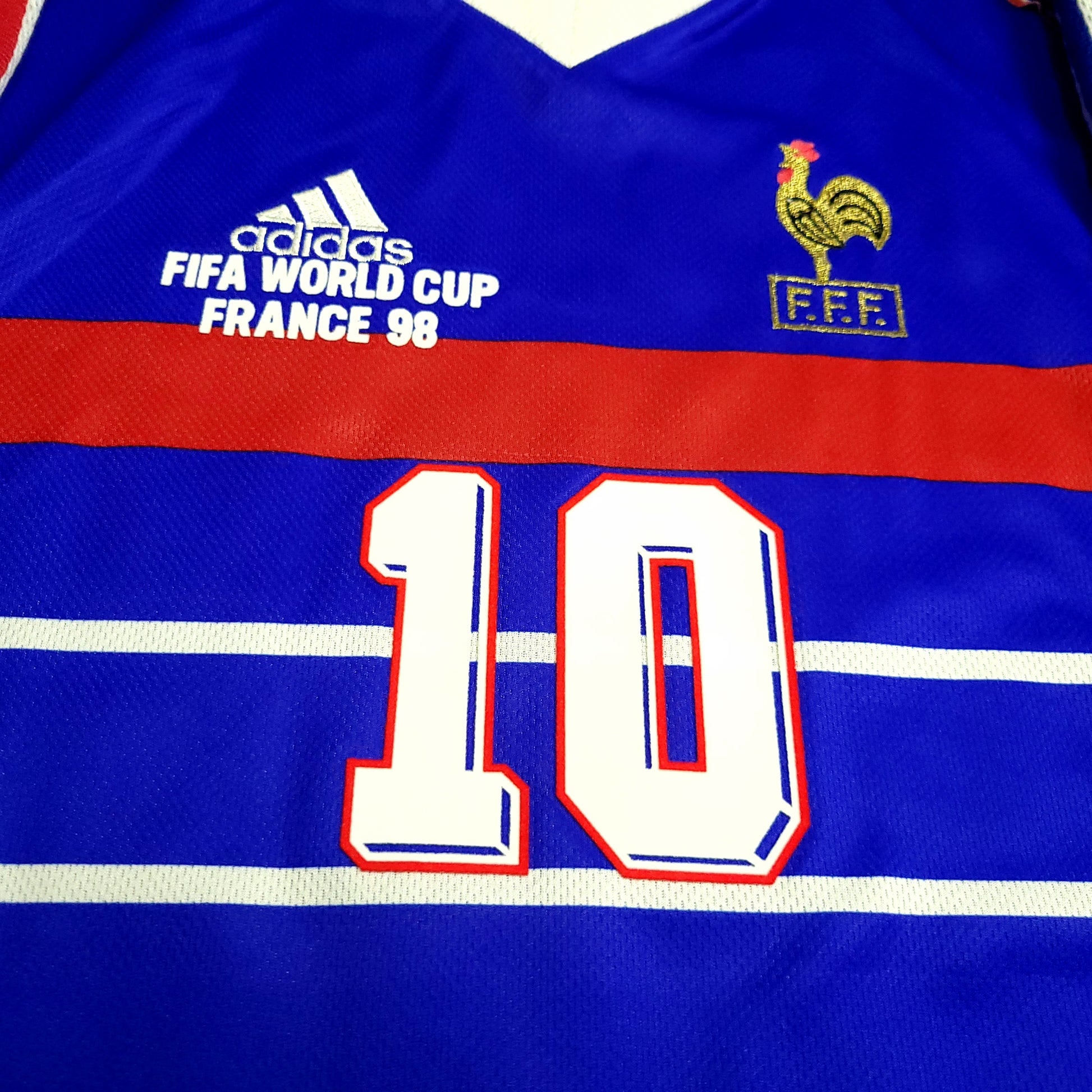Zidane France 1998 WORLD CUP FINAL Home Soccer Jersey L - ForeverSoccerJerseys