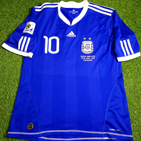 Messi Argentina 2010 WORLD CUP Away Soccer Jersey L SKU# P47053