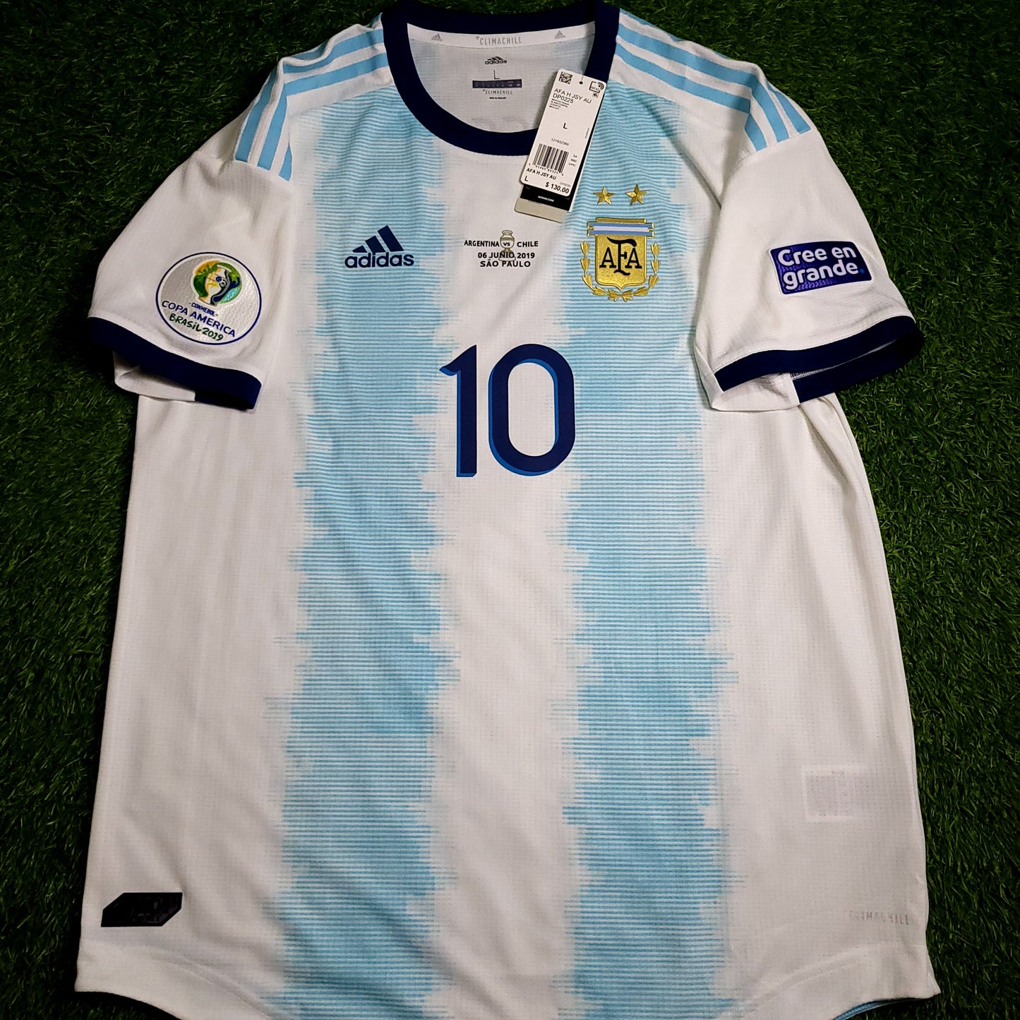 Messi Argentina 2019 COPA AMERICA PLAYER ISSUE Soccer Jersey BNWT L SKU# DP0225