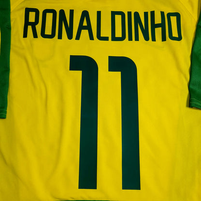 Ronaldinho Brazil 2002 WORLD CUP Soccer Home Jersey L