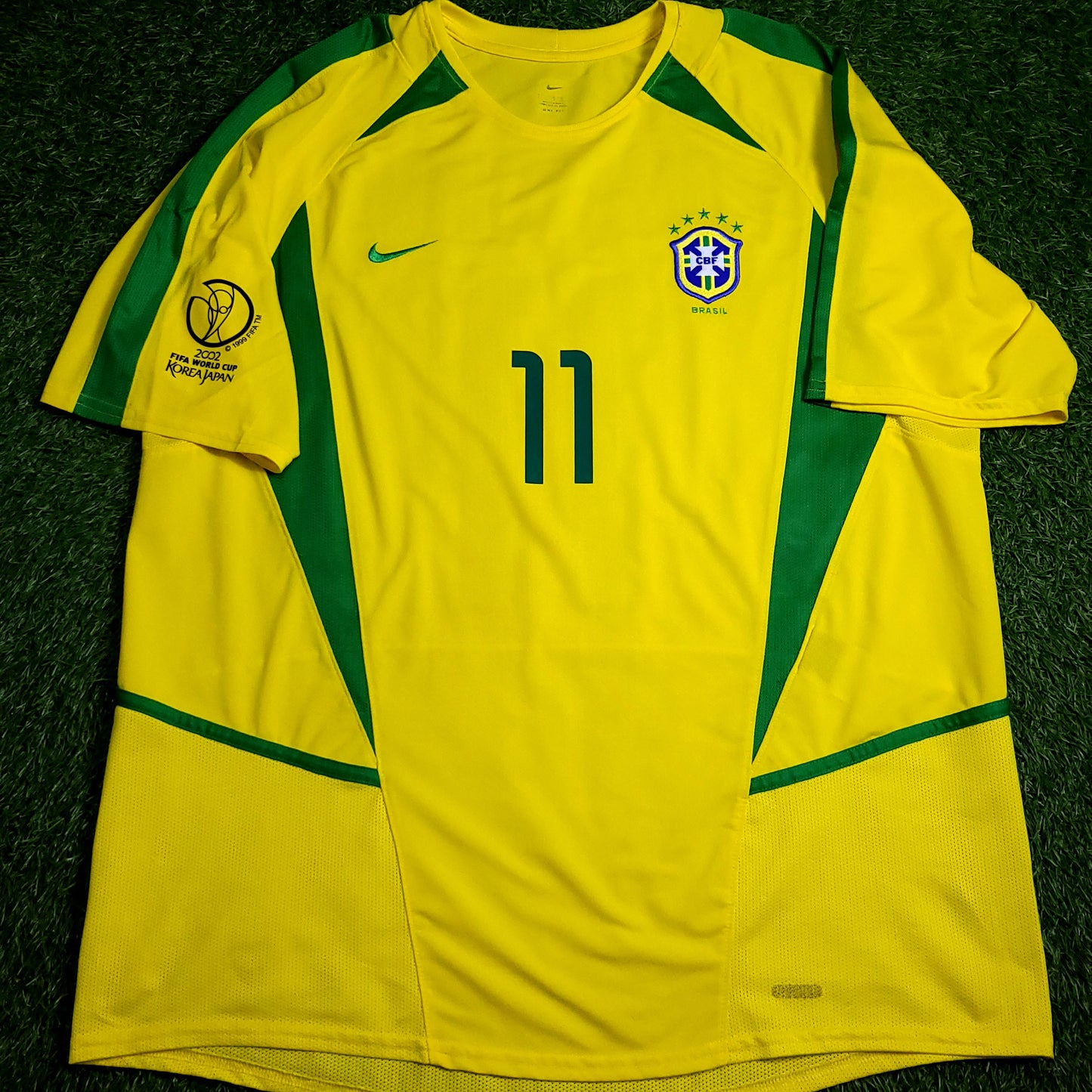 Ronaldinho Brazil 2002 WORLD CUP Soccer Home Jersey L