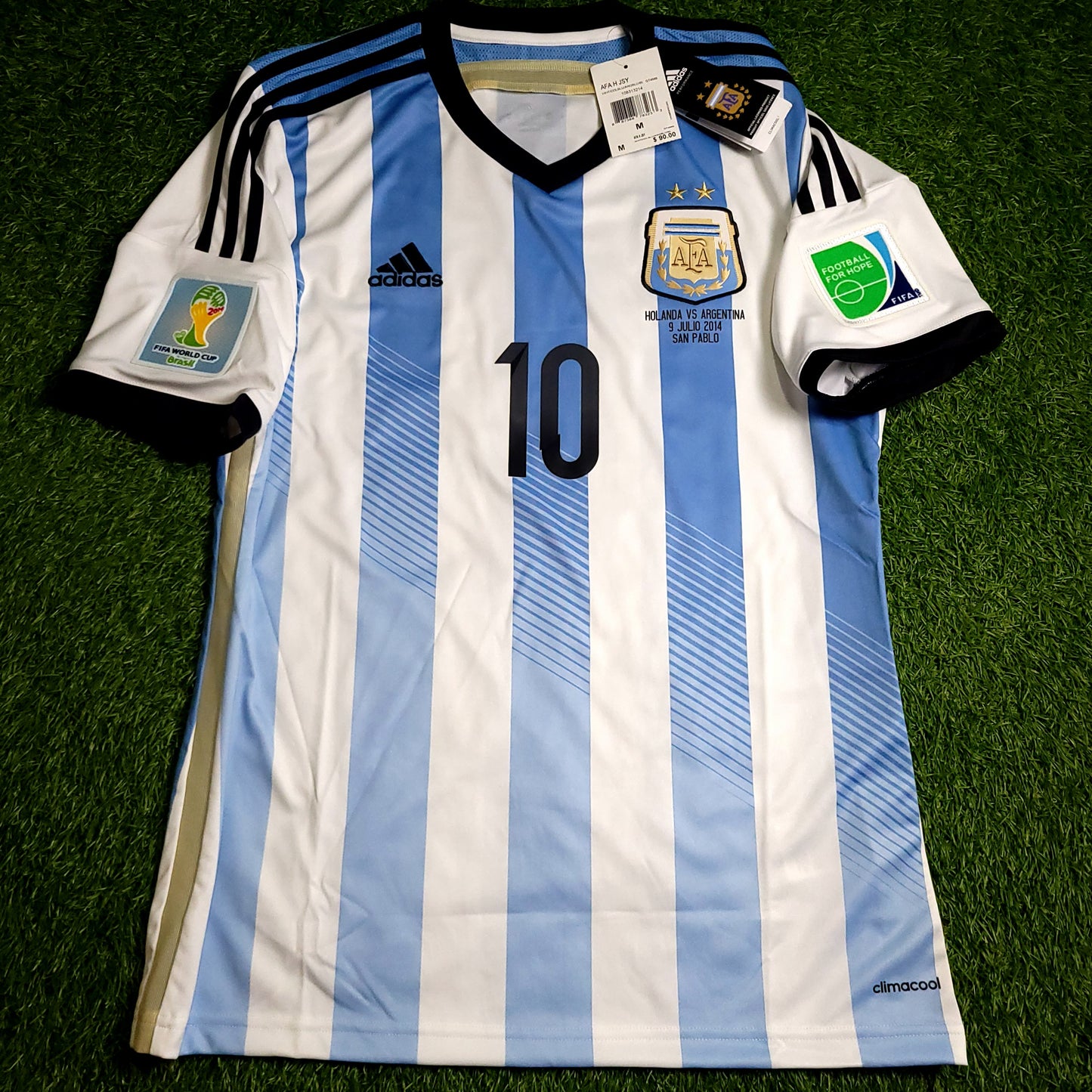 Messi Argentina 2014 WC SEMI-FINAL Soccer Jersey BNWT M SKU# G74569