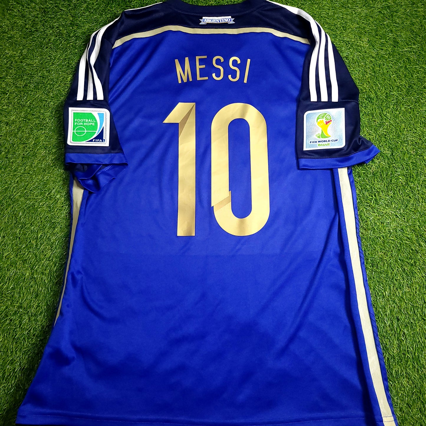 Messi Argentina 2014 WORLD CUP FINAL Away Soccer Jersey L SKU# D87305