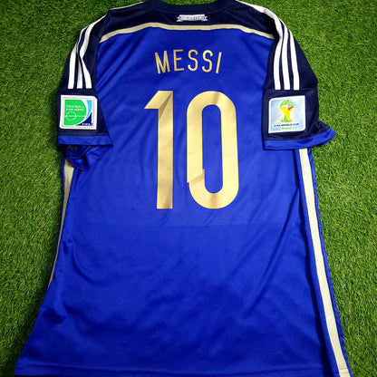 Messi Argentina 2014 WORLD CUP FINAL Away Soccer Jersey L SKU# D87305