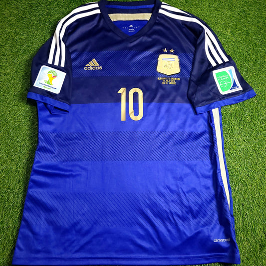 Messi Argentina 2014 WORLD CUP FINAL Away Soccer Jersey L SKU# D87305