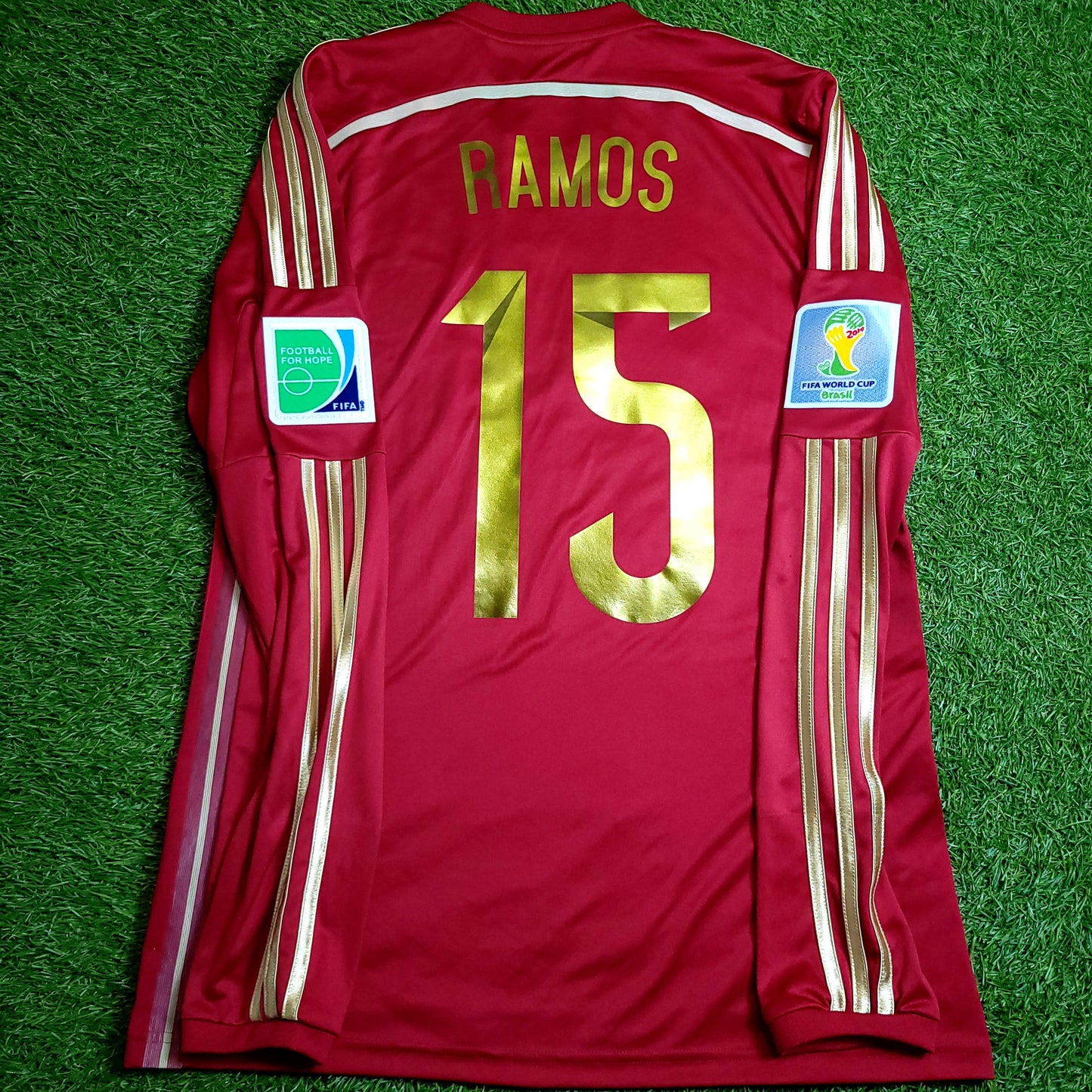 Ramos Spain 2014 WORLD CUP Long Sleeve Soccer Jersey M SKU# M60434